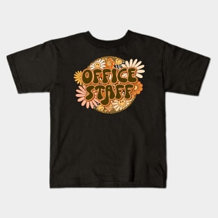 Office Staff Retro Groovy Floral Leopard Kids T-Shirt